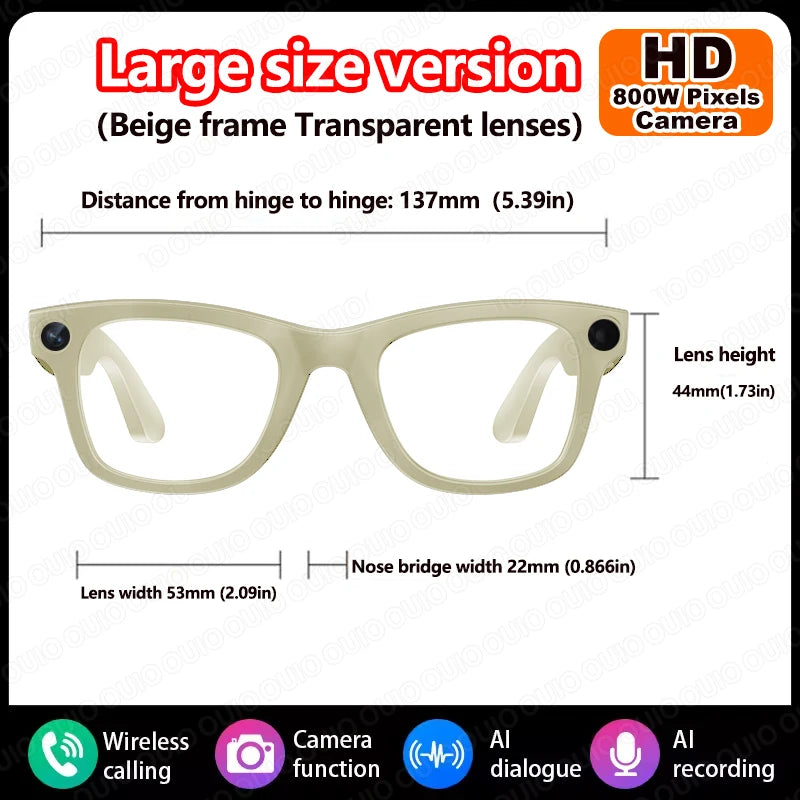 2025 Smart Glasses 800W Camera 1080P HD Video Recording Translation Wireless Calling AI Voice Smart Touch Control Smart Glasses