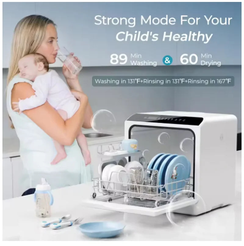 Mini portable dishwasher countertop compact dishwasher, desktop small dishwasher with 5L built-in water tank GN781TB