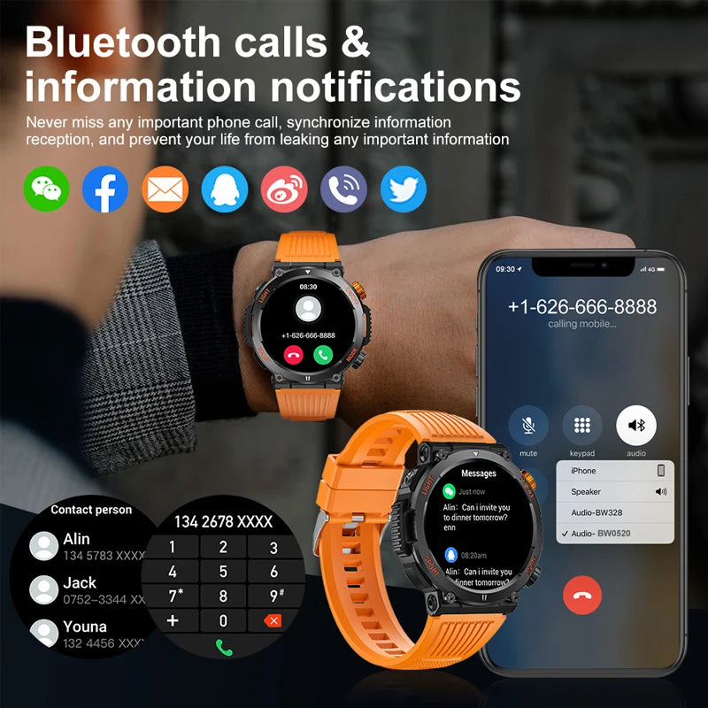 2025 New Men's Smart Watch 360 * 360 HD Touch Screen Sports Waterproof Smartwatch Health Monitoring Bluetooth Call Smart Watches