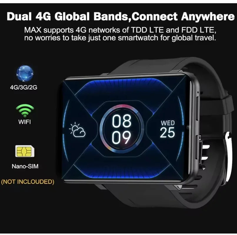 DM100 4G Smart Watch WiFi Bluetooth Android OS Smartwatch 2.86 Inch Full Touch Screen 32GB RAM Dual Cameras Sports Smart PK S999