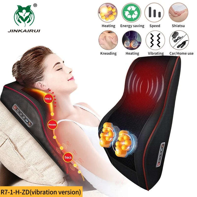 3 in 1 Newest Massage Pillow with Car Home Duel Use Easy Carry Neck Back Shoulder Waist Body Massager Gift Relief Pain EU Plugs