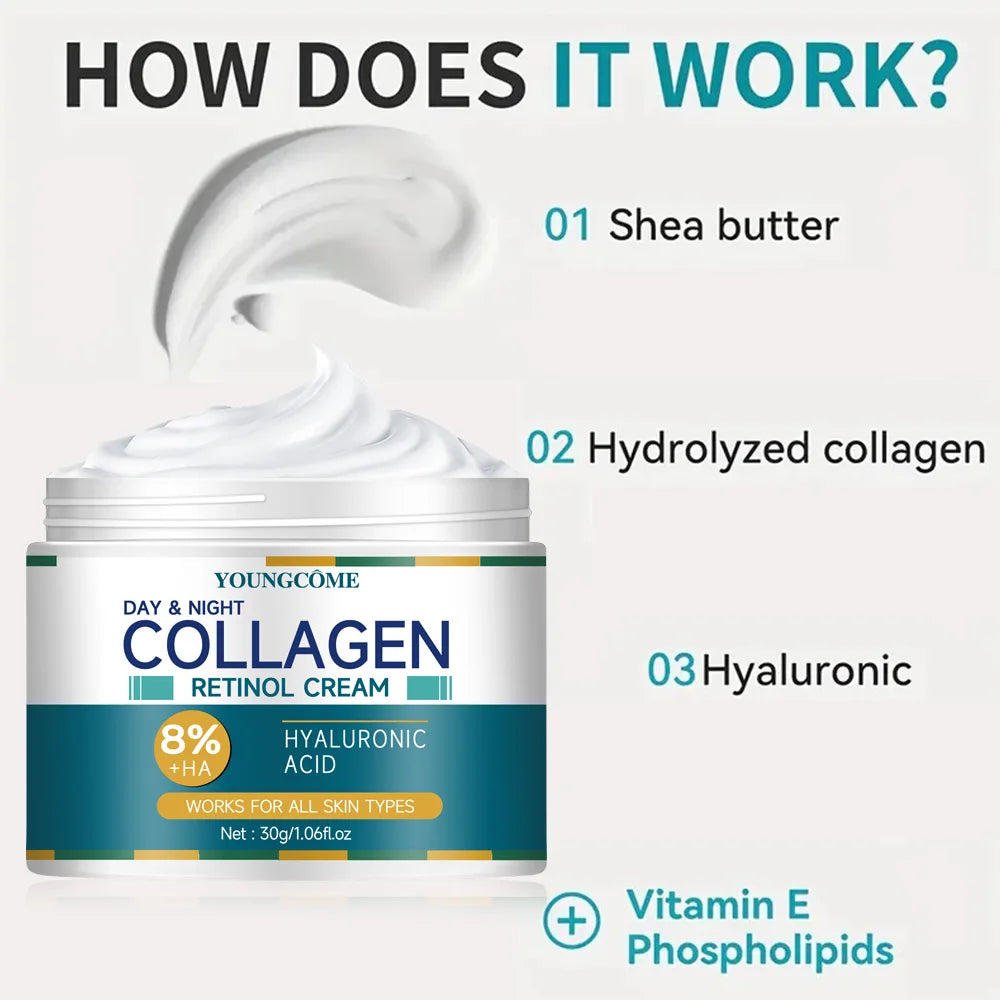 Collagen Cream deeply Hydrates Nourishes The Skin to Restore Elasticity Radiance Moisturizing Anti-wrinkle Aging Shrinks Pores