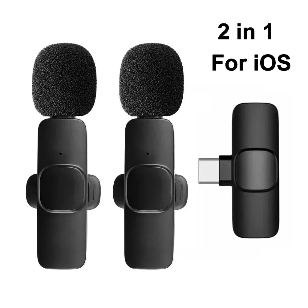 2.4G Wireless Lavalier Microphone Audio Video Recording Mini Mic For iPhone Android Live Broadcast Gaming Phone With Receiver
