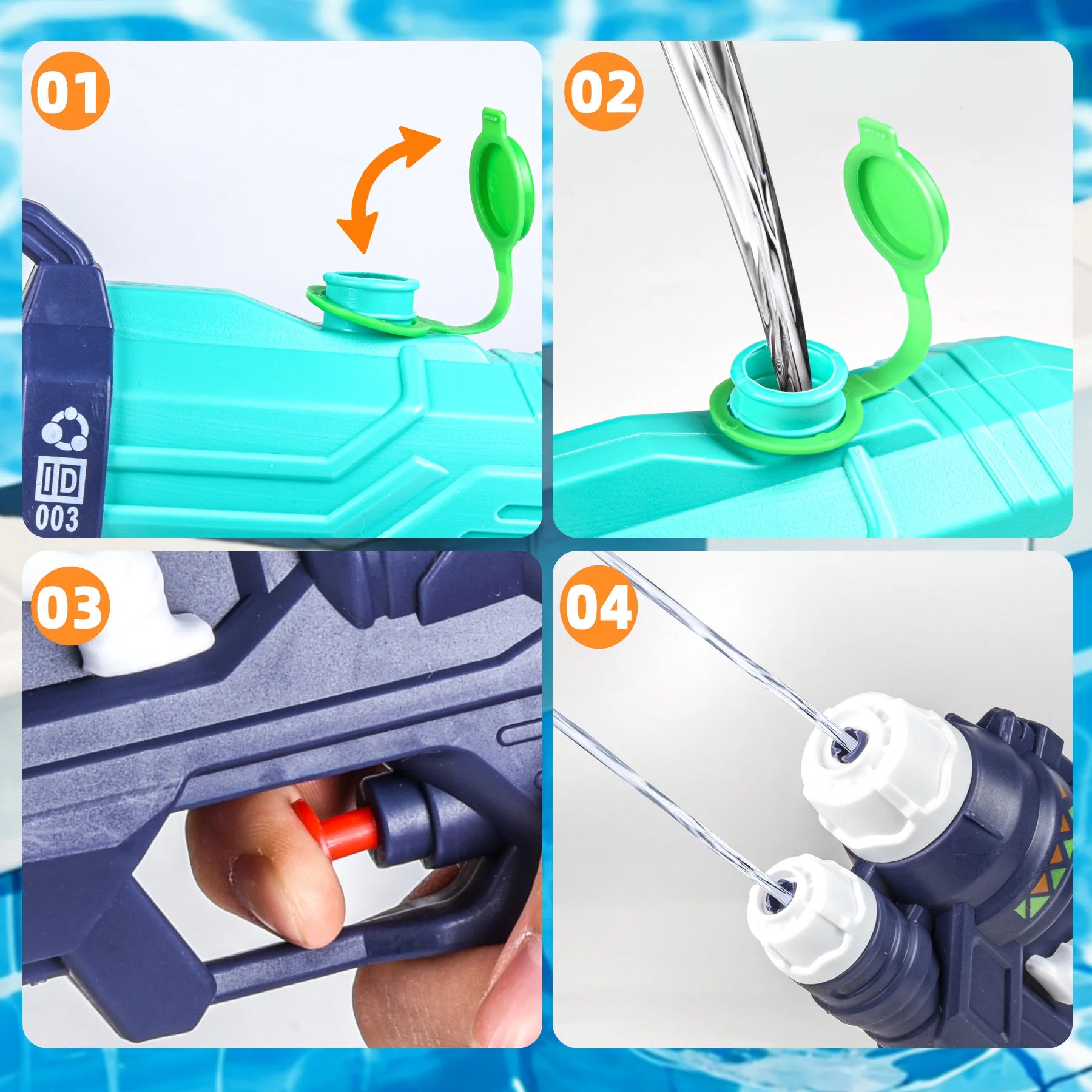 Water Gun Toy for Kids, Powerful Water Pistol with 500ML Moisture Capacity, Swimming Pool Long Range Squirt Gun for Boys Girls