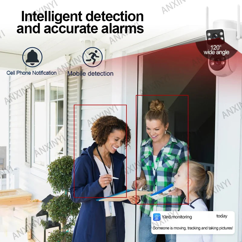 EseeCloud 8MP 4K 2.4G 5G WiFi6 Dual Lens Dual Screens Mini Wireless PTZ Security Camera 4G Sim Card Outdoor Solar Camera