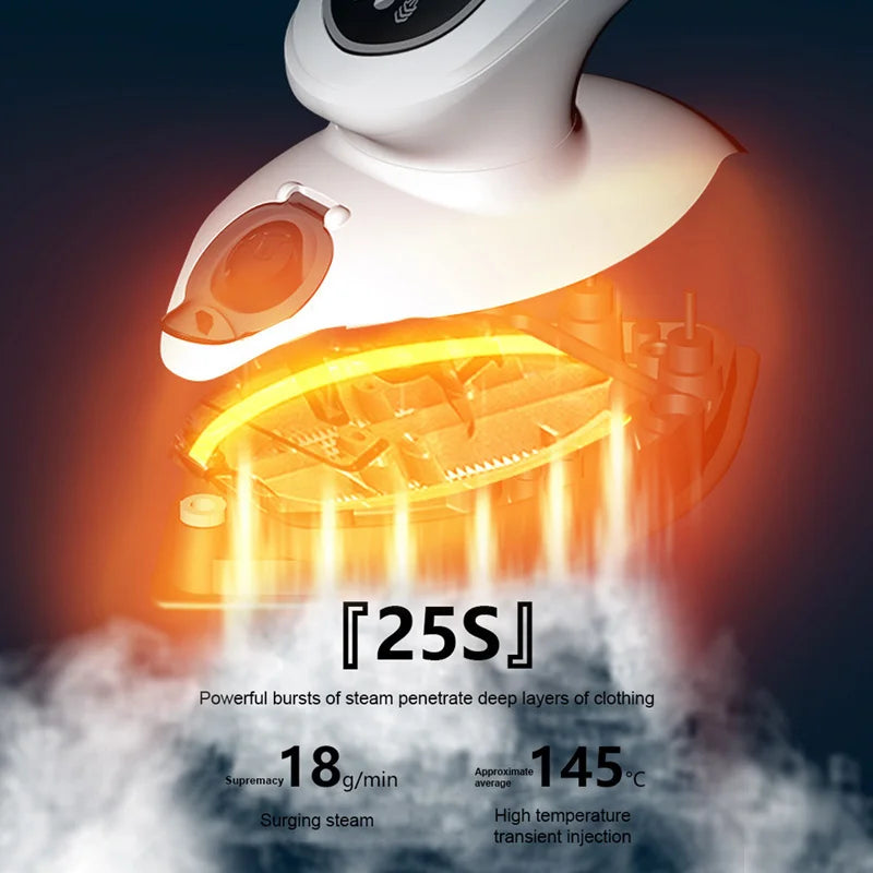 1 handheld garment steamer, portable ironing machine, with 25-second rapid heating and 90° rotatable design