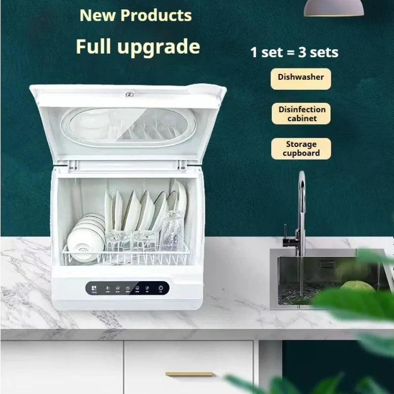 Fully Automatic Dishwasher Household Desktop Dish Disinfection Cabinet Dryer Cupboard Kitchen Tableware Storage Dryer