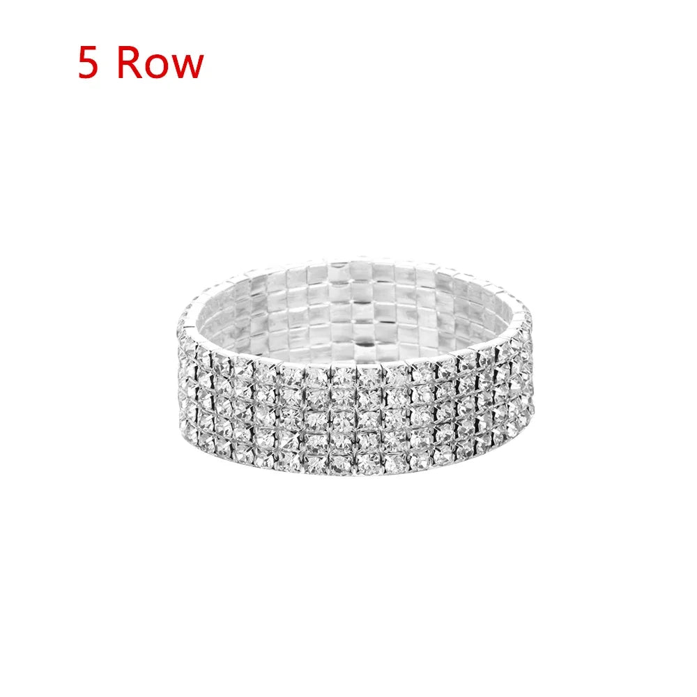 Shiny Woman Bracelet Crystal Rhinestone Stretch Bracelet Bangle Wristband Elastic Wedding Bridal Jewelry Fashion Jewelry