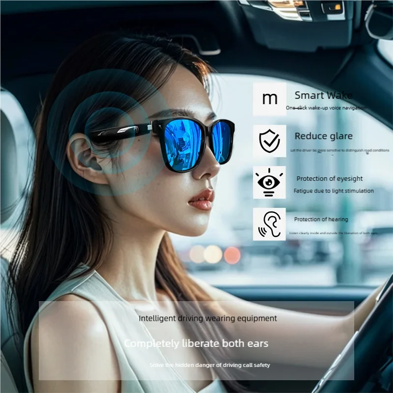 Cross-Border GS08 Smart Glasses Bluetooth Glasses for Music, Calls, Navigation UV Protection with Magnetic Charging Ideal for Dr