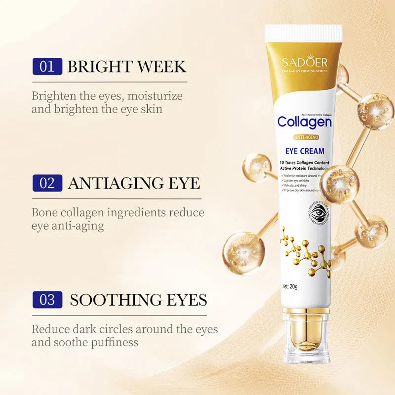 SADOER Collagen Eye Cream Anti Dark Circles Eye Bags Remover Firming Moisturizing Skincare Eyes Cream Skin Care for Eyes