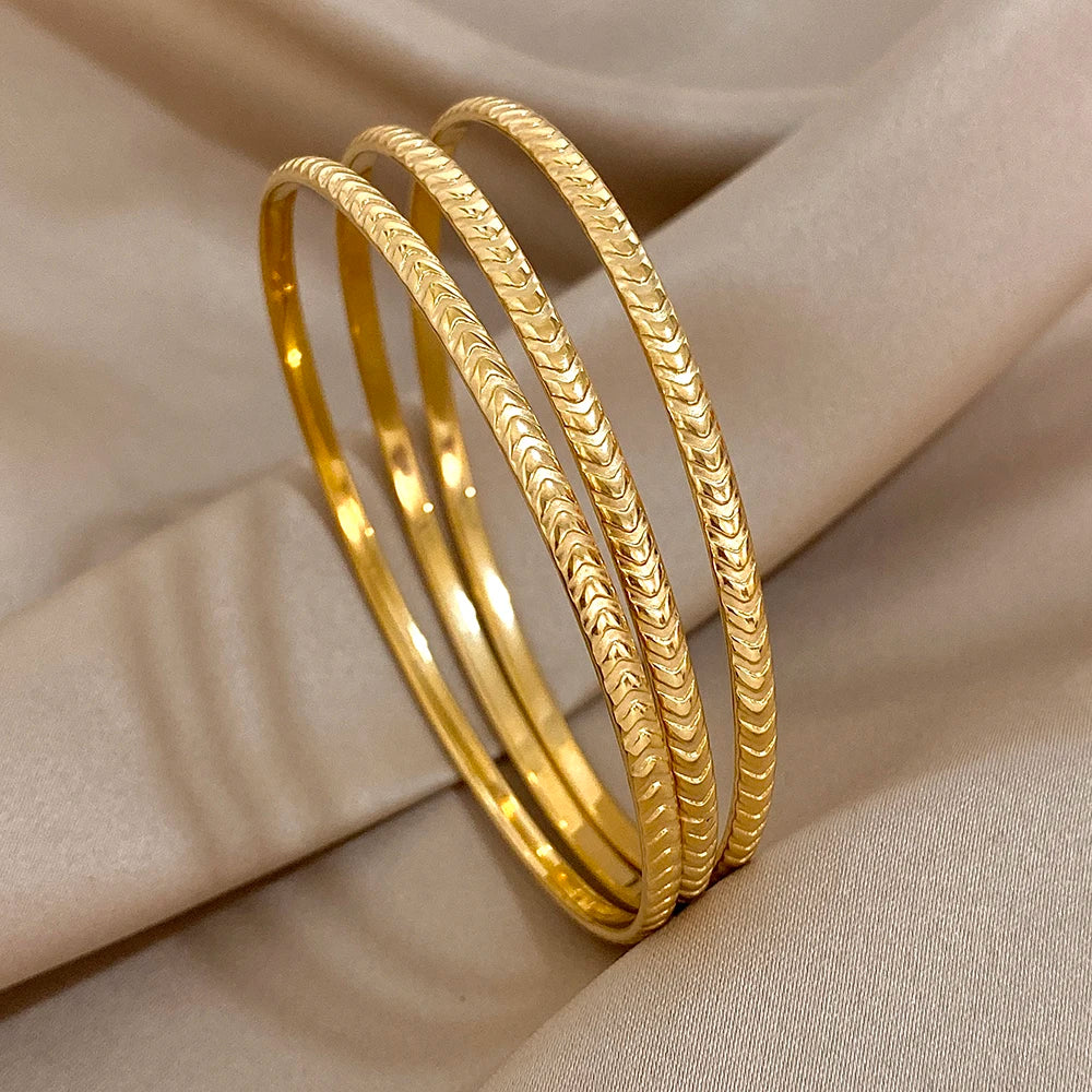 3Pcs/set Twisted Bangle Bracelet Stainless Steel Bracelet for Women Men Jewelry Minimalist Cuff Stackable Waterproof Jewelry
