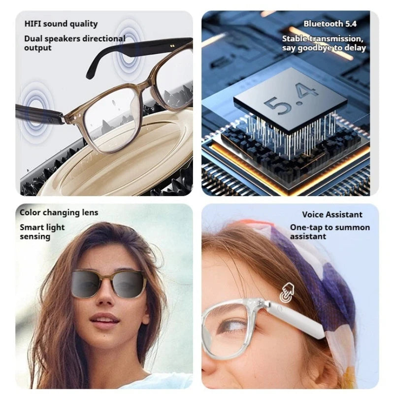GS07 Smart Photochromic Bluetooth Glasses, 27g Lightweight & Stylish, Touch Control & HIFI Sound, Outdoor/Daily Use