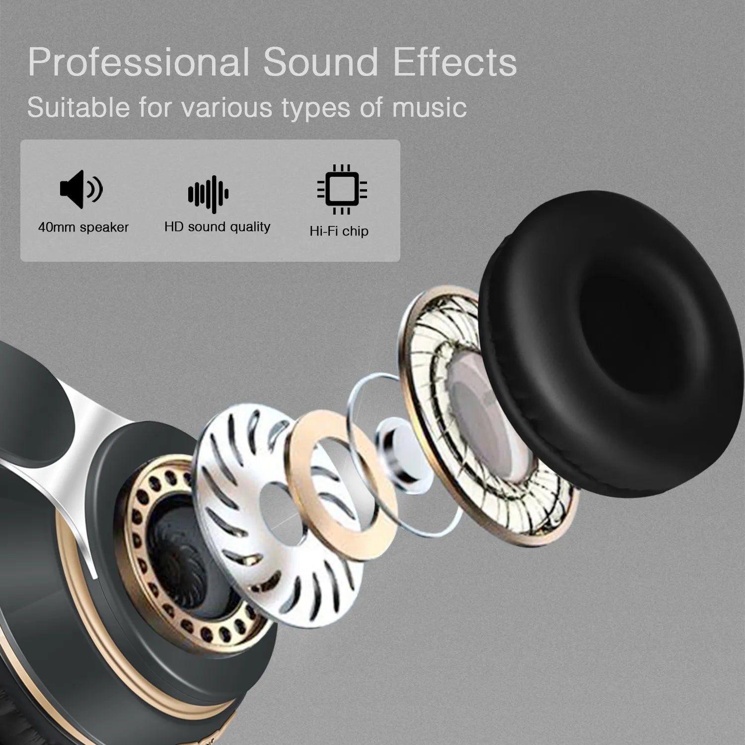 Popular Stereo Bluetooth Headset Wireless Headphone Audio Mp3 Earphone Support SD Card with Mic Student New Year Birthday Gift