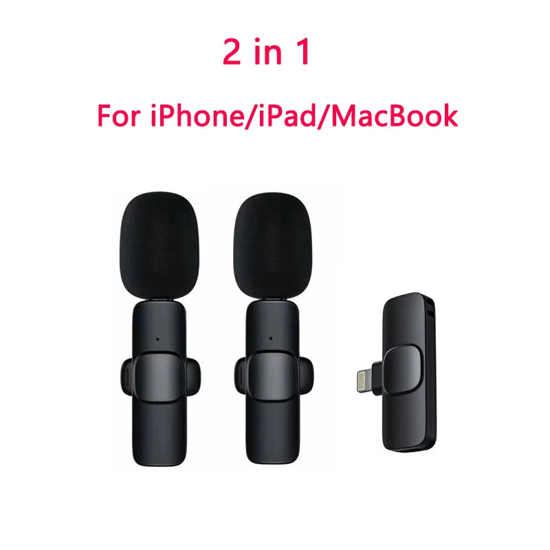 2 In 1 Wireless Lavalier Microphone Portable Audio Video Recording Mini Mic For Ios Android Live Broadcast Gaming Phone Mikrofo
