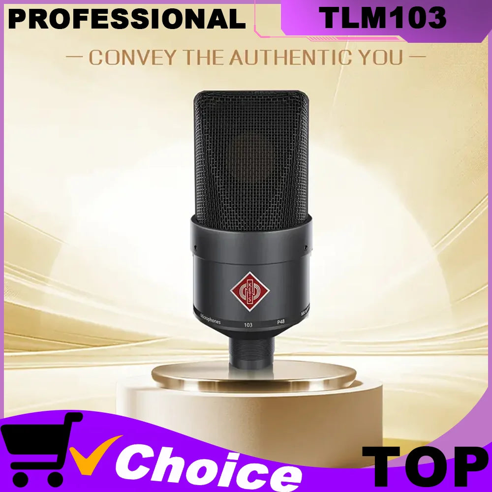 Professional 26mm Core Condenser Microphone TLM103 Home Recording XLR Connector Mic with Shockproof Holder for Gaming Streaming