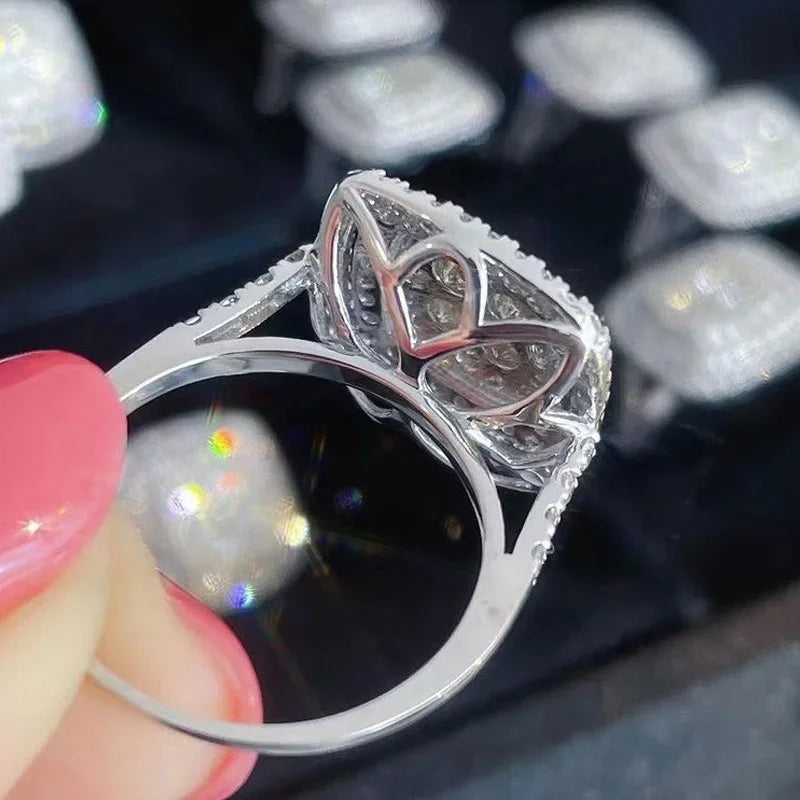 New Bling  Cubic Zirconia Rings for Women Fashion Square Shaped Luxury Female Accessories Party Versatile Trendy Jewelry