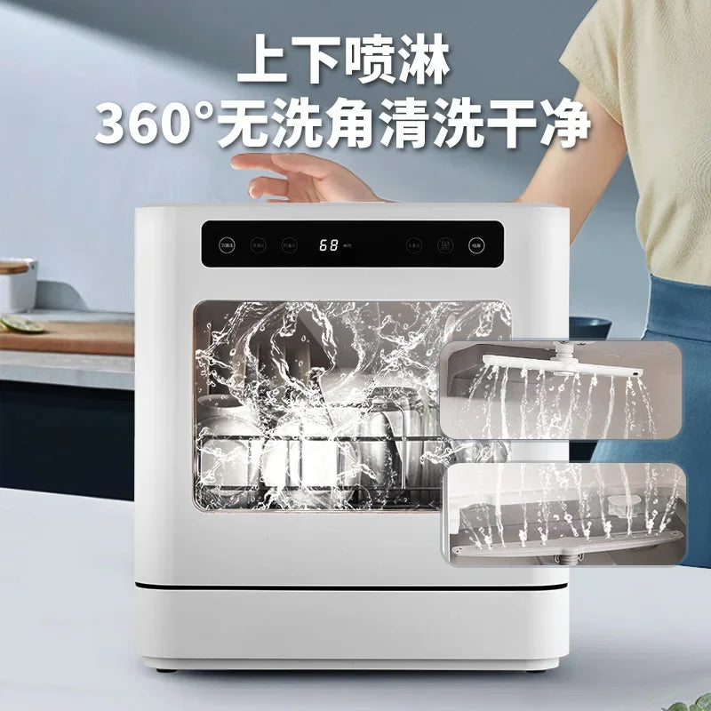 220V Portable Dishwasher 8 Person Auto Upper Lower Spray No Install Dry Sterilize Xiaotaiyang