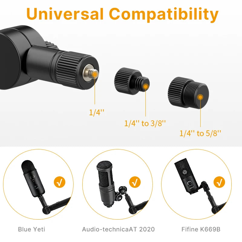 Vijim LS24 LS25 Microphone Boom Arm Stand Heavy Duty Desktop Adjustable DSLR Camera Smartphone Microphone Mount for Blue Yeti