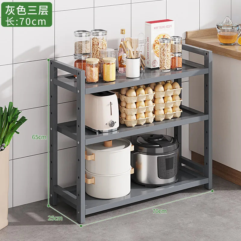 Kitchen Storage Ra Countertop Cabinet Multi-layer Partition elf Spice Microwave Pot Storage Organizer Bamboo Material