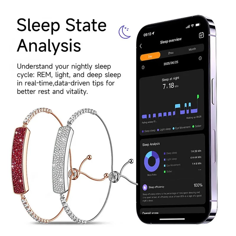 Smart Watch Women Chain with Pedometer Heart Rate Blood Oxygen Sleep and Health Monitoring Bracelet Waterproof Ladies Sport Band