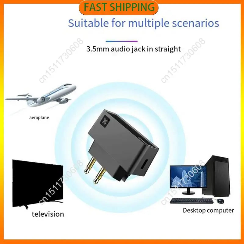 Buy Now 2X AK3046E Pro Wireless Bluetooth 5.0 Adapter For Airplane, With Aptx HD/LL/Adaptive Transmitter For , Headphones