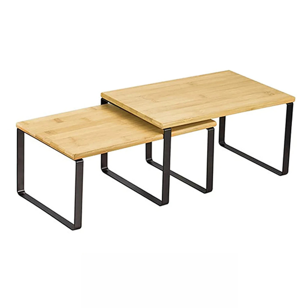 Cabinet Organizer Shelf, Set of 2 Kitchen Counter Shelves, Kitchen Storage, Spice Rack, Stackable, Expandable, Engineered Wood