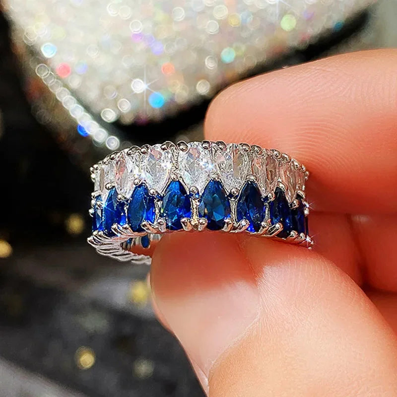 Fashion Luxury Cubic Zirconia Engagement Rings for Women Marquise Crystal Wedding Ring Party Jewelry Gift