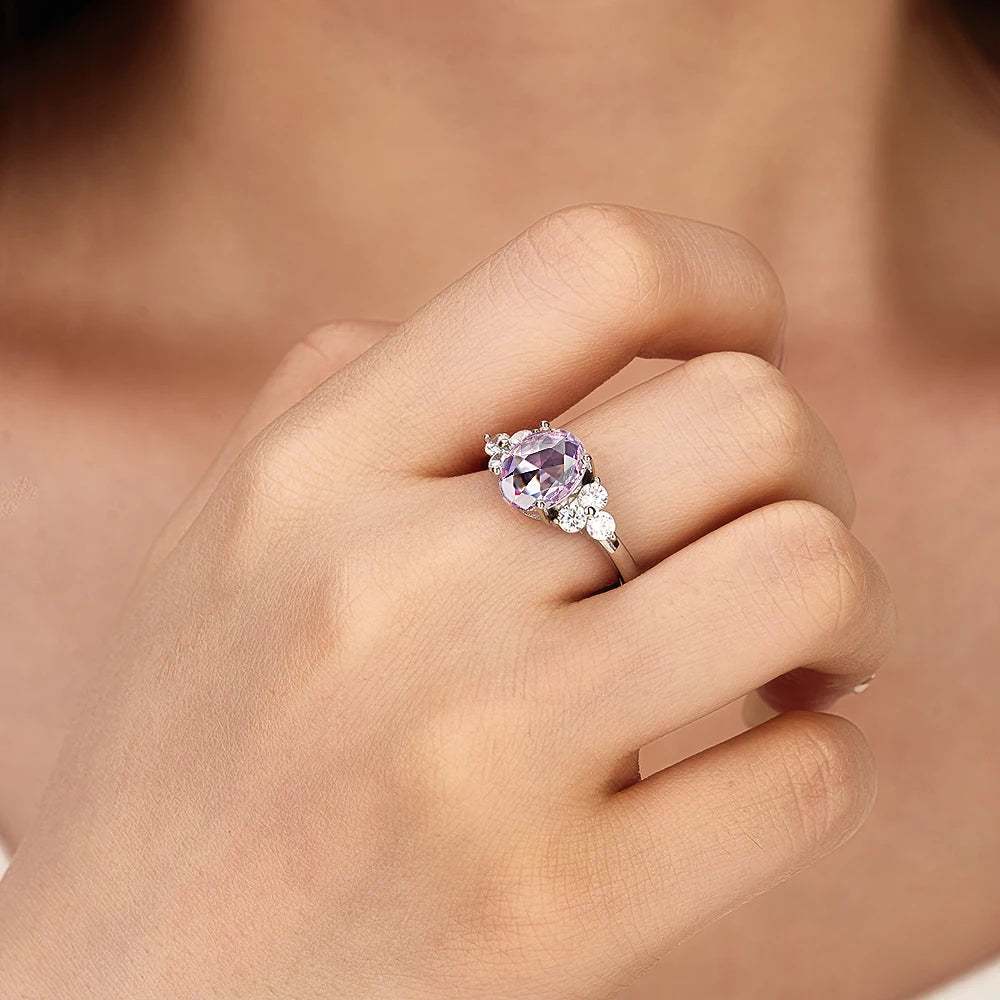 925 Silver Red Zircon Ring With Multicolored Stone Rings Oval Shape Engagement Jewelry Rings For Women