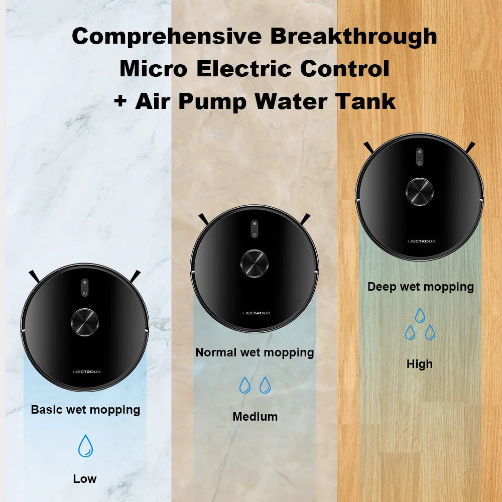 Liectroux / LILIN X6 Robot Vacuum Cleaner,Laser System,Wet Dry Mopping,6500Pa, Multi-Floor Map,Zone Cleaning,APP Restricted Area