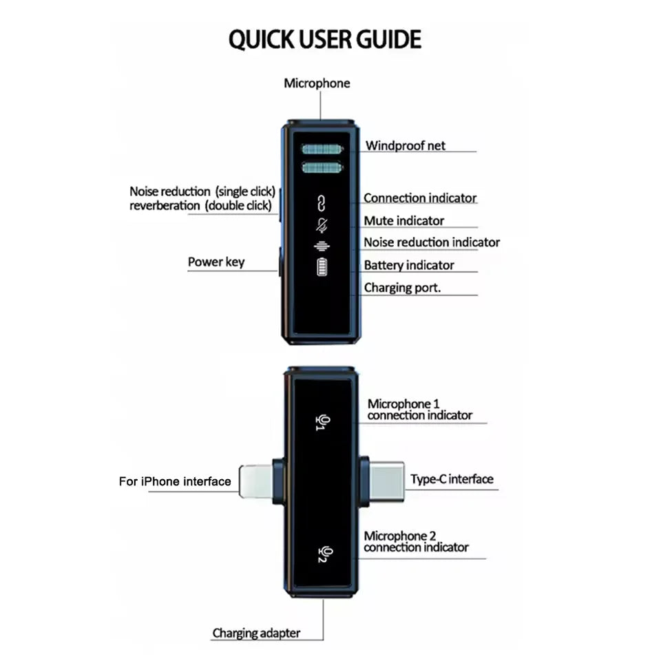 J88 Professional Wireless Lavalier Microphone With Charging Box Portable Noise Reduction Audio Recording For iPhone Android PC