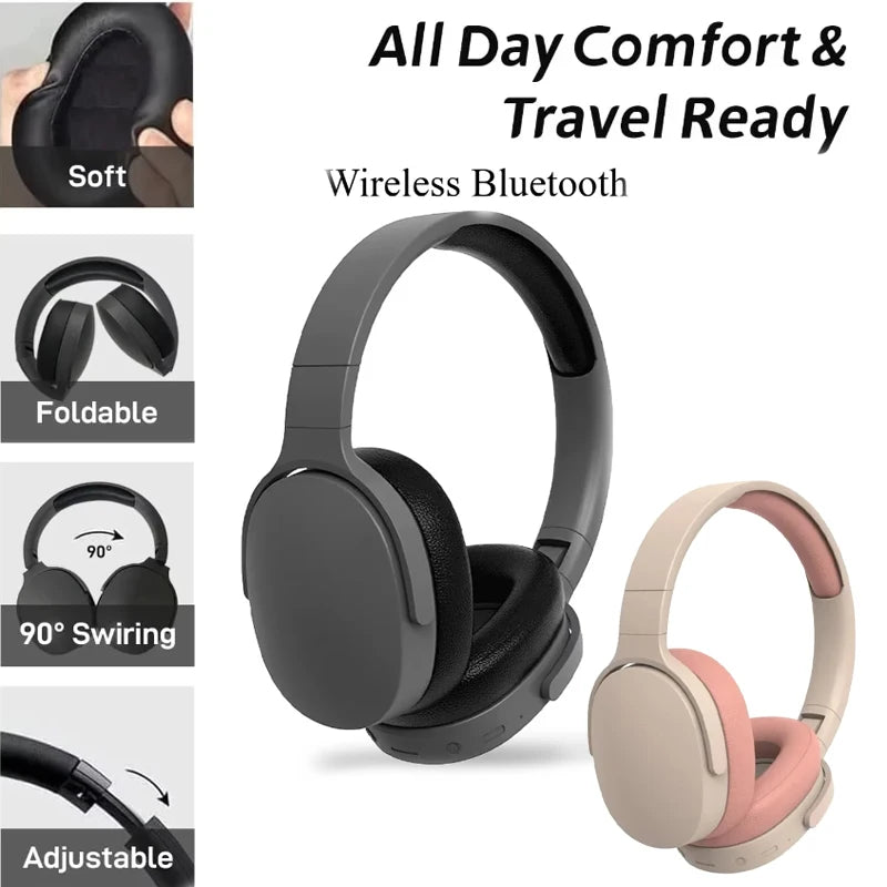 Hot Wireless Headset Bluetooth Headphones Over Ear Hifi StereoTrue Sports Earphones TF AUX Music Player with HD Mic