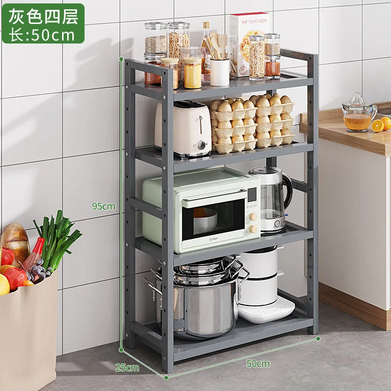 Kitchen Storage Ra Countertop Cabinet Multi-layer Partition elf Spice Microwave Pot Storage Organizer Bamboo Material