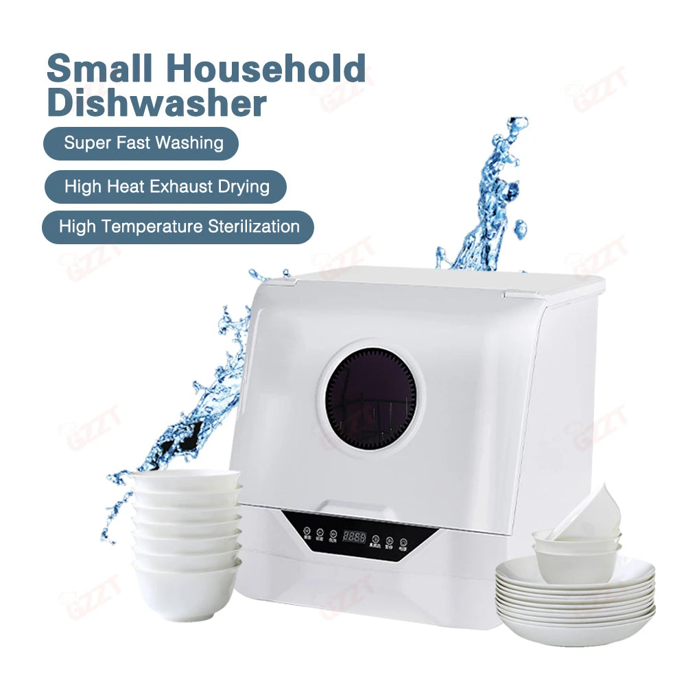 GZZT DW-T1 Small Household Dishwasher Flume Embedded Desktop Mini Intelligent Dishwasher Dish Washer Machine With Drying