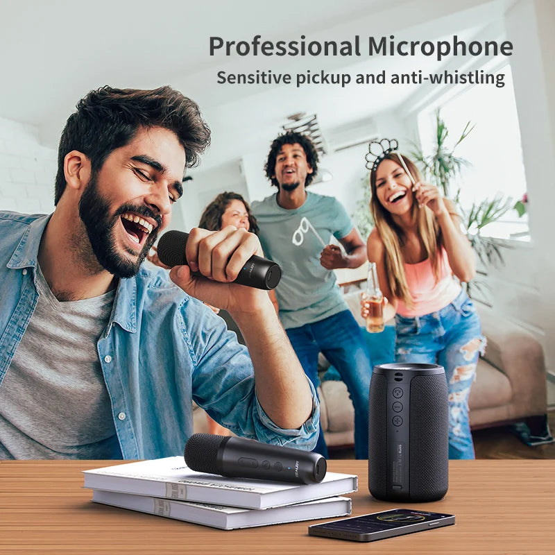 S32M Karaoke Machine Portable Bluetooth 5.3 Speaker System with 1-2 Wireless Microphones Home Family Singing Gifts