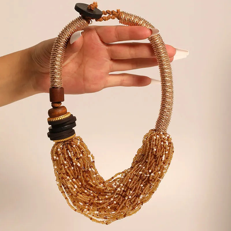 New Fashion Bohemian Statement Necklace Handmade for Women Girl Trendy Beach Party Jewelry