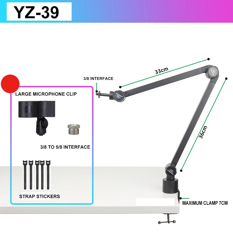 Microphone spring-free microphone cantilever stand live broadcast stand with built-in cable management clip desktop stand