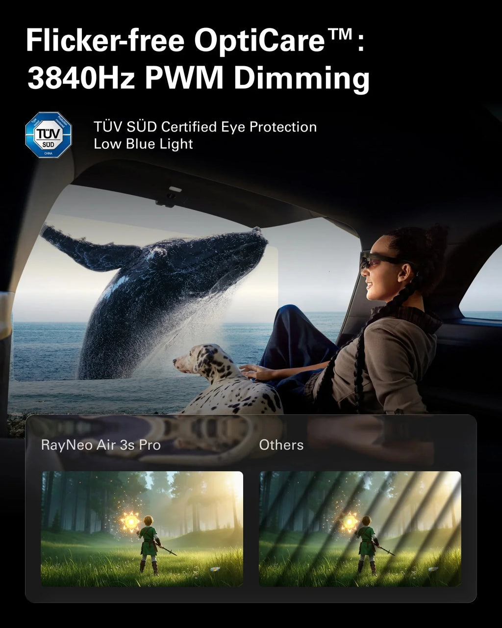 RayNeo Air 3S Pro smart AR glasses, equivalent to 4 meters 135 inches, 3D surround sound, 120Hz