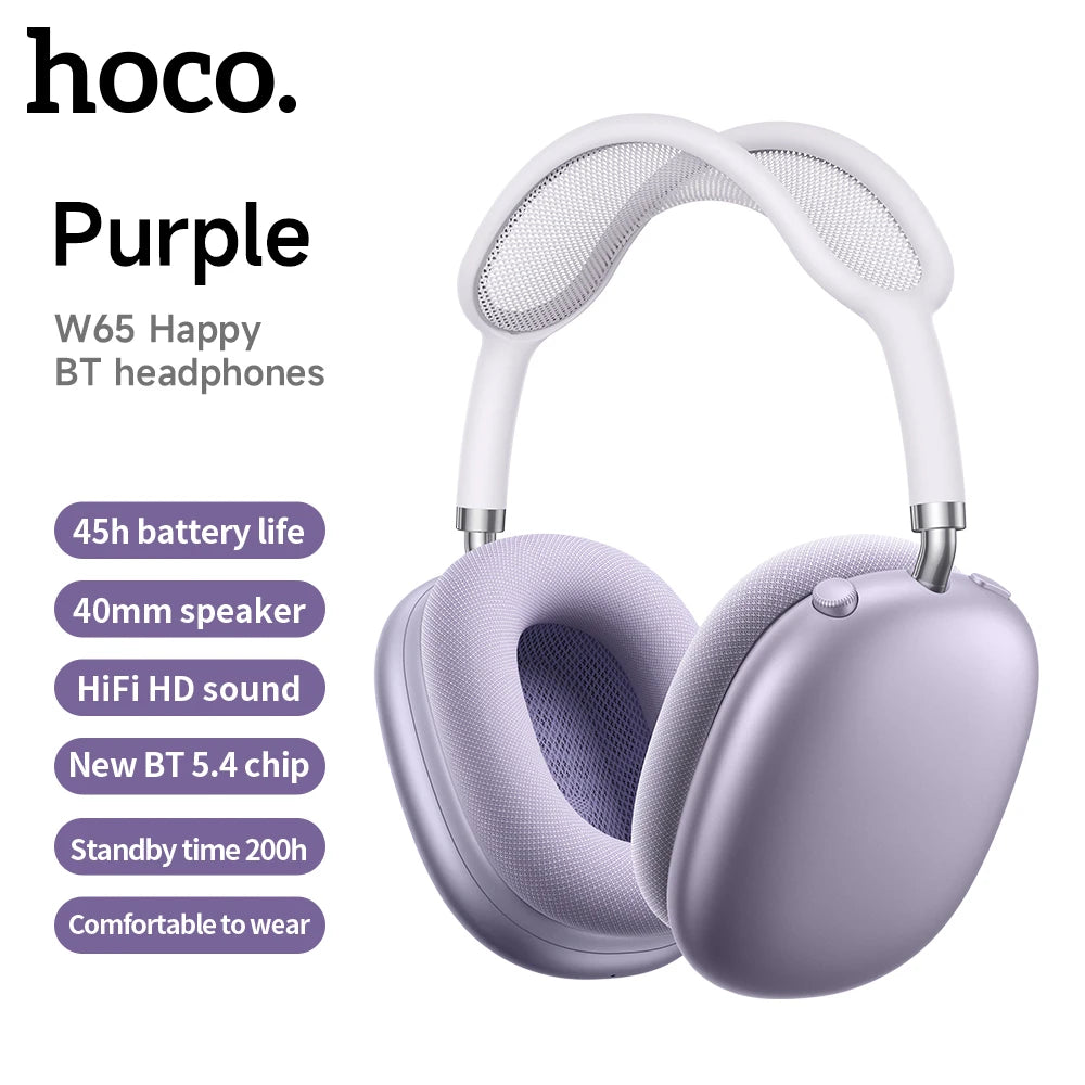 HOCO W65 Wireless Headsets Bluetooth Over The Ear Headphones Magnetic Earmuffs For Iphone Samsung Phone Sports Music Earphones