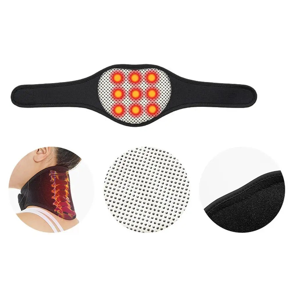 Self-heating Tourmaline Neck Magnetic Therapy Support Belt Protection Wrap Heat Relief Vertebra Pain Brace Cervical Retenti D4V8