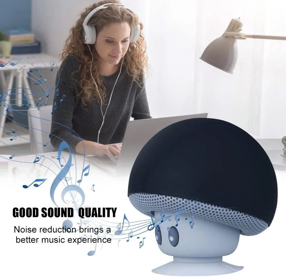 Mini Speaker,Portable Mushroom Subwoofer Speaker,with Bottom Suction Cup and Builtin Microphone for HandsFree Calling