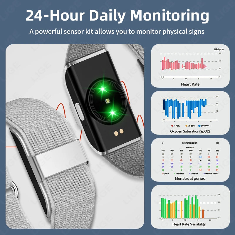 LIGE Smart Bracelet Stylish Lightweight No Screen Sports Tracker Heart Rate Sleep Monitoring IP68 Waterproof Men's Smart Watch