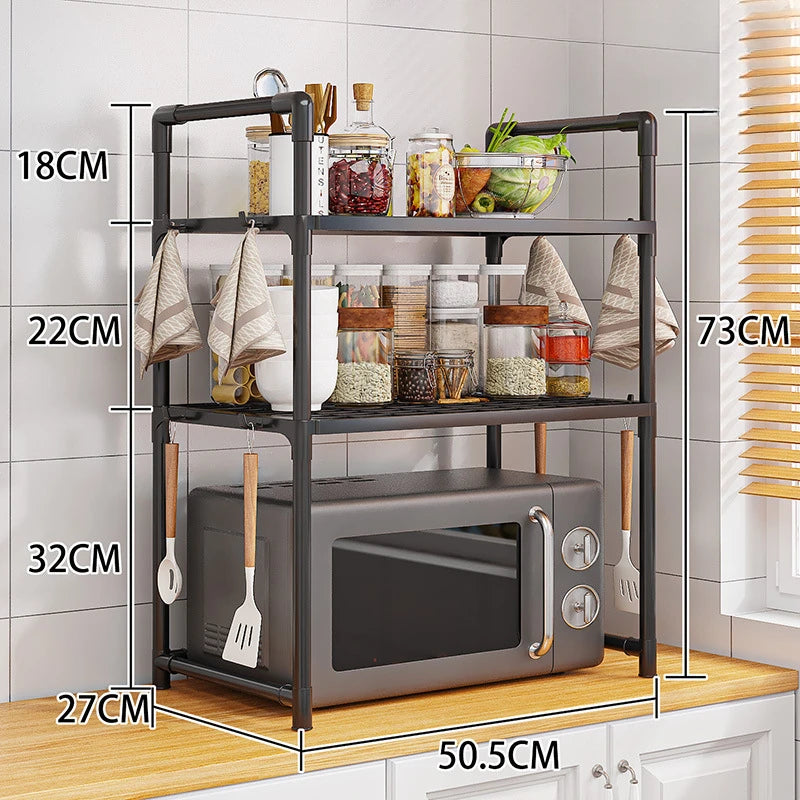Kitchen Storage Rack Microwave Shelf Condiment Organizer Shelf Multi-Layer Simple Countertop Tidying Shelves Kitchen Accessories