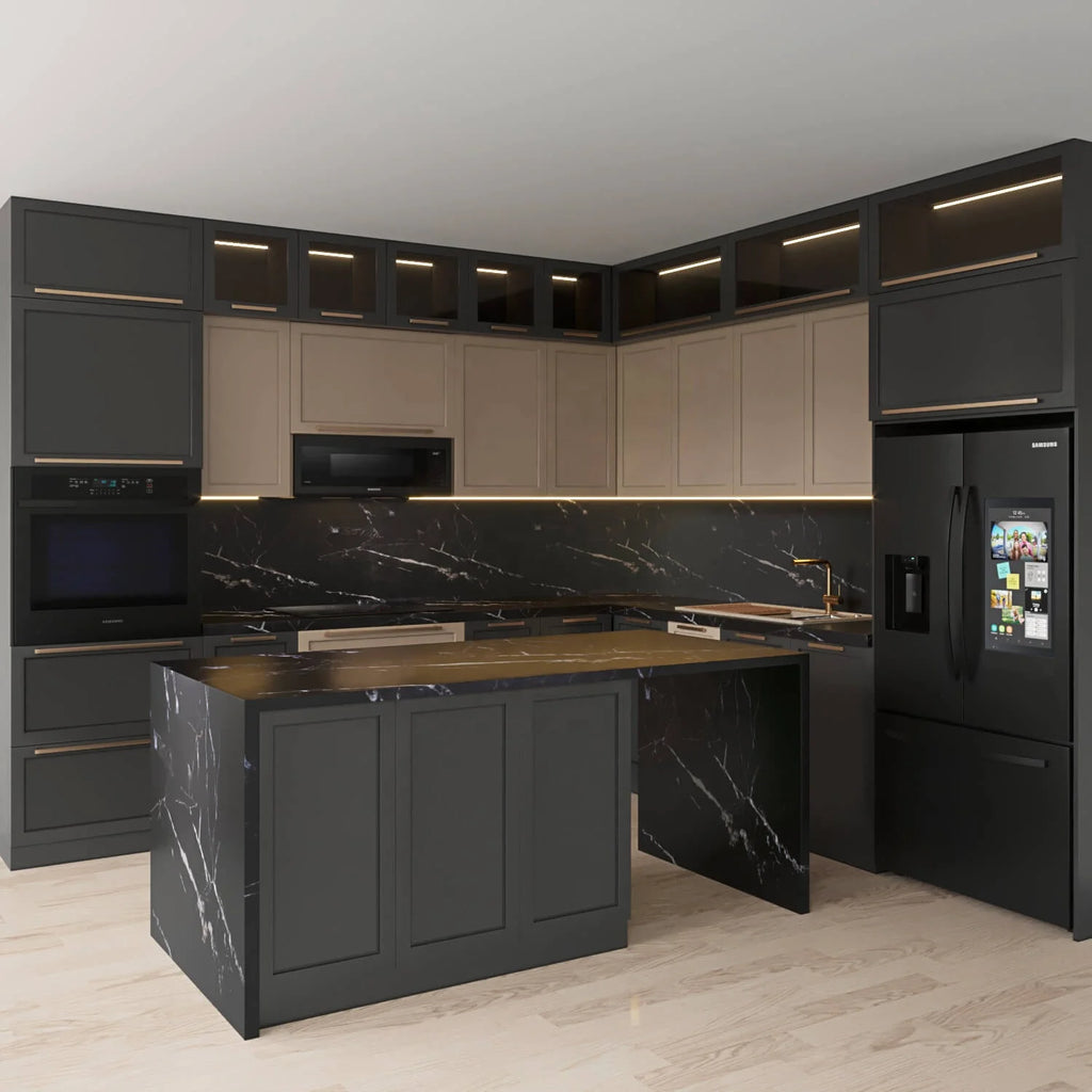 Cabinet, Solid Wood, Kitchen Cabinet, PVC Material, with Sink Design, Luxury Style, Popular Product