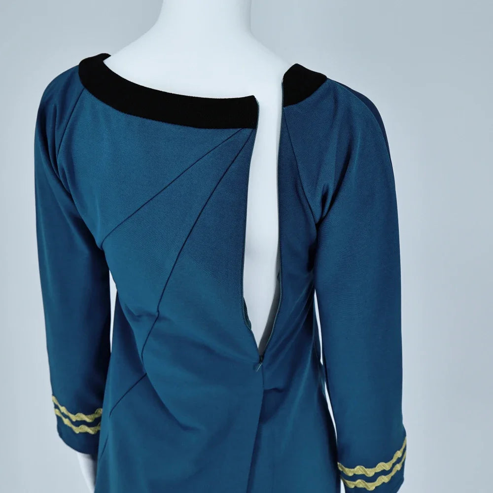 Halloween Costume Startreks Female Uniform Dress Duty TOS Cosplay Costume Red Blue Halloween Party Prop