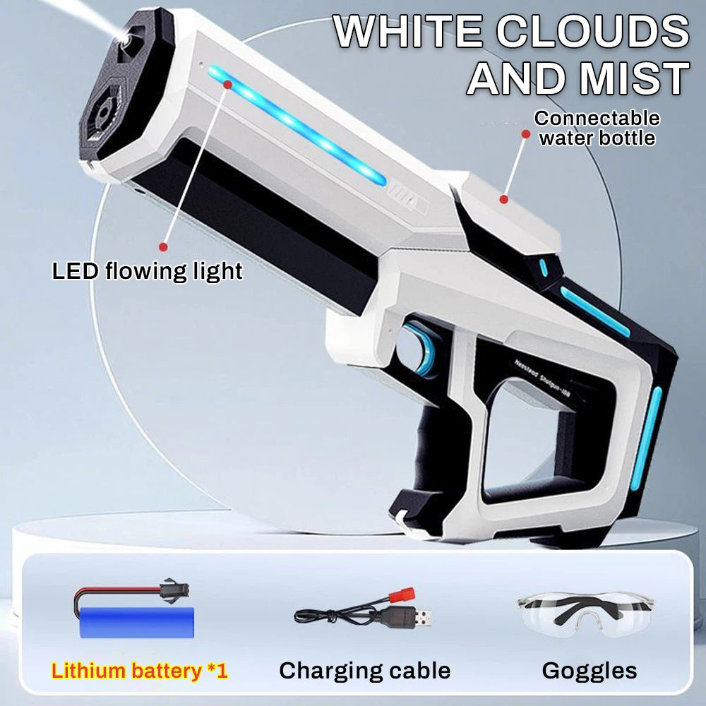 Pulse Electric Water Gun Spray Water Continuously Toy Gun with LED Flow Light&Goggle Children Pool Toy Automatical Suck Up Water