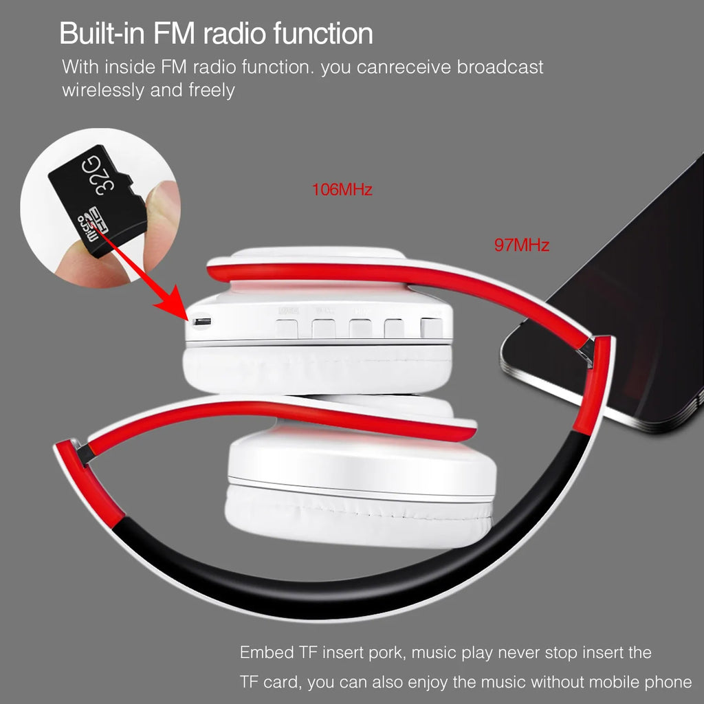 Headphones Bluetooth Headset Earphone Wireless Headphones Stereo Foldable Sport Earphone Microphone Headset Handfree MP3 Player