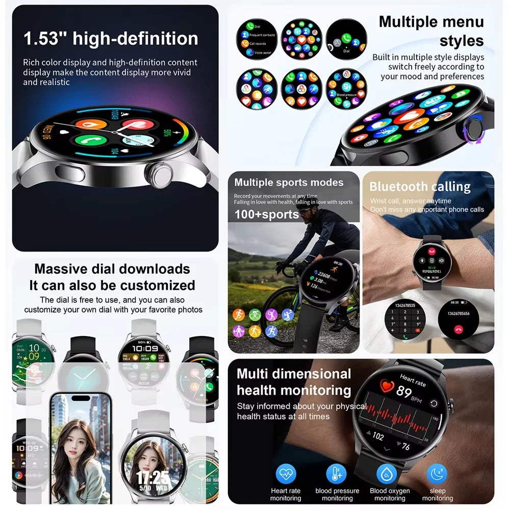 for iPhone 16 Pro Max 15 14 16 Plus Smart Watch HD Screen Bluetooth Call Heart Rate Blood Oxygen Monitor Sport Fitness Tracker