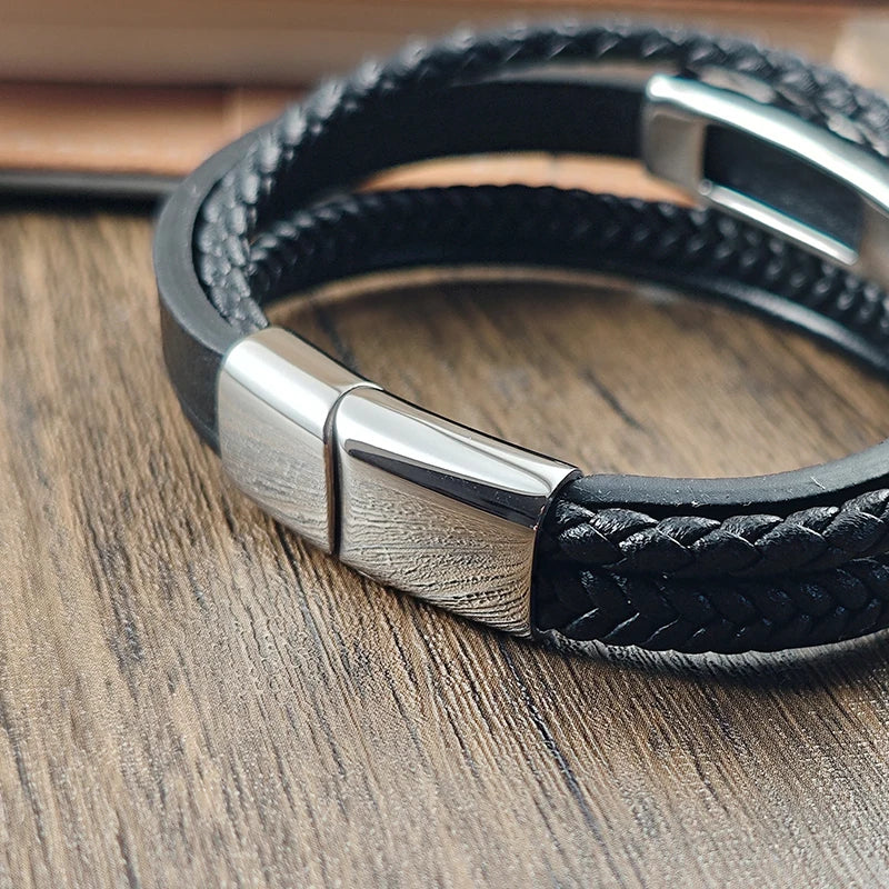 New Fashion Men Bracelet Hand Homme Eagle Bracelets Woven Hand Jewelry For Stainless Steel Magnet Clasp Leather Bangles Gift