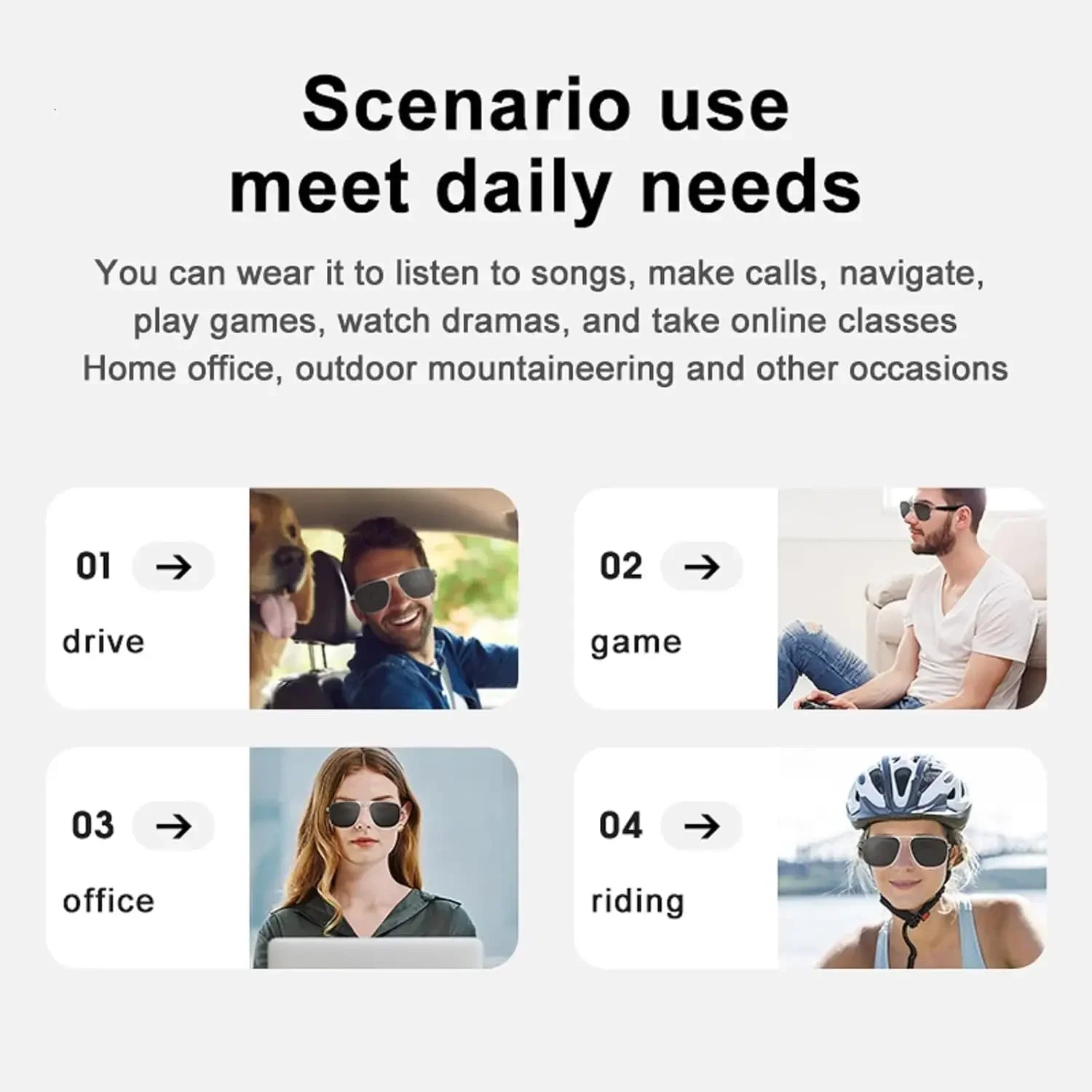 Smart Glasses with Bluetooth Speaker, Metal Frame Polarized UV Protection Bluelight Sunglasses Voice Control Smart Glasses