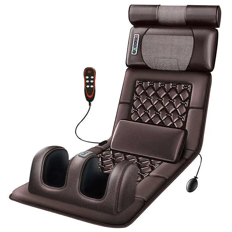 Foldable Full Body Massage Mat with Heat, Kneading/Vibration Electric Massage Mattress with Detachable Neck Massage Headrest